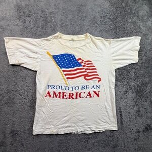 Vintage 90s Proud To Be An American Flag Tee Shirt Medium Major Motion